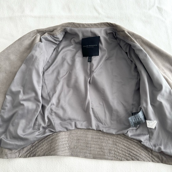 Club Monaco Collection Grey Suede Moto Jacket S - Picture 12 of 16